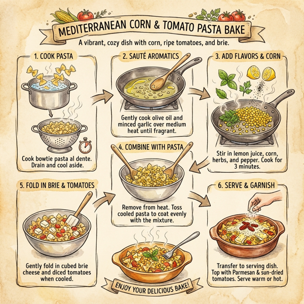 Mediterranean Corn and Tomato Pasta Bake instructions