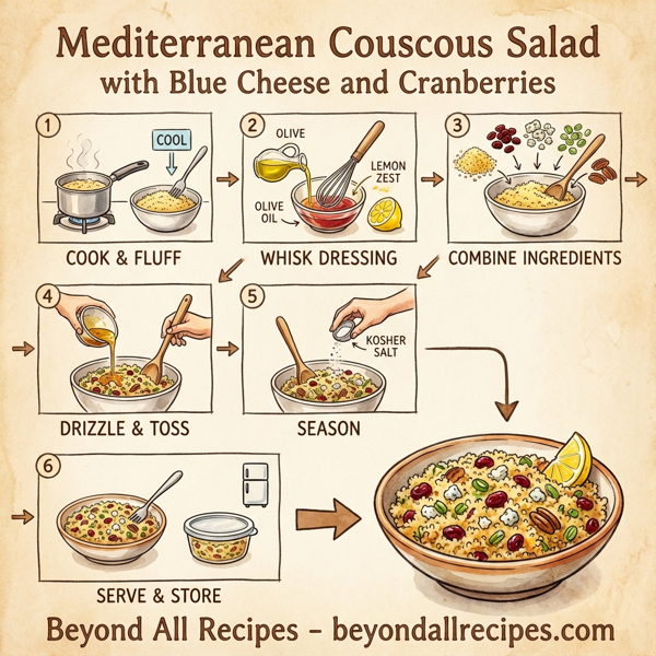 Mediterranean Couscous Salad with Blue Cheese and Cranberries instructions