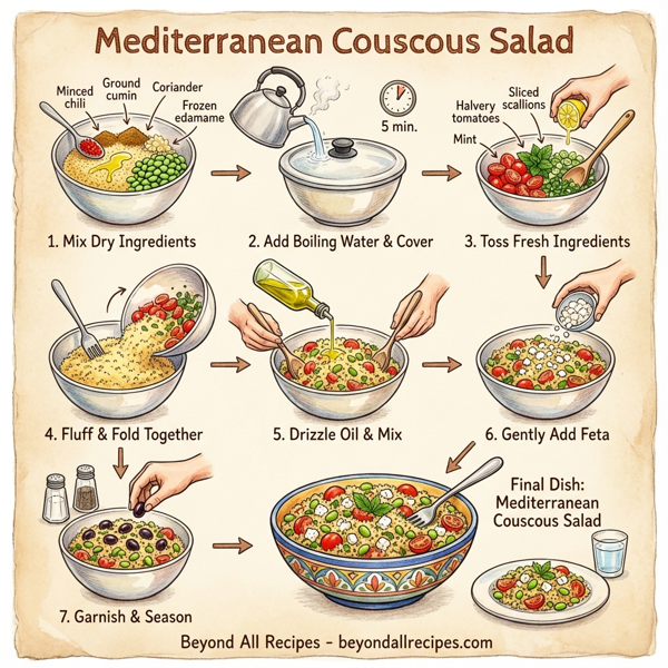 Mediterranean Couscous Salad with Feta and Edamame instructions