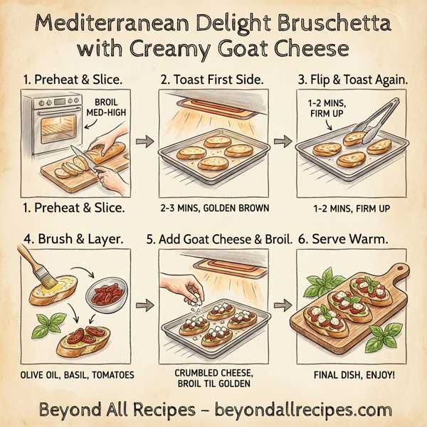 Mediterranean Delight Bruschetta with Creamy Goat Cheese instructions