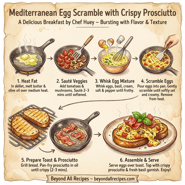 Mediterranean Egg Scramble with Crispy Prosciutto instructions