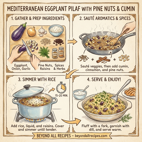 Mediterranean Eggplant Pilaf with Pine Nuts and Cumin instructions