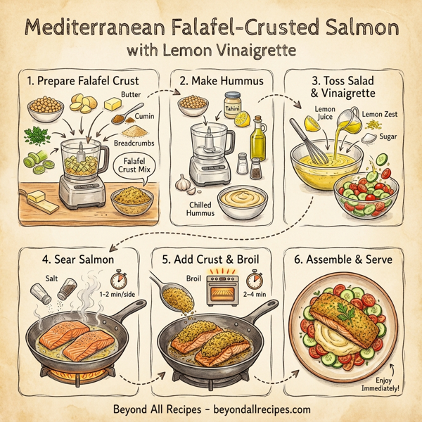 Mediterranean Falafel-Crusted Salmon with Lemon Vinaigrette instructions