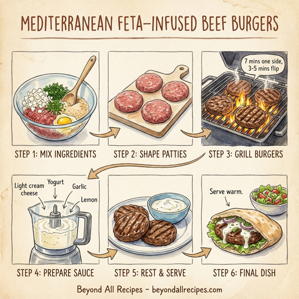 Mediterranean Feta-Infused Beef Burgers instructions