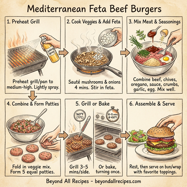 Mediterranean Feta Beef Burgers instructions