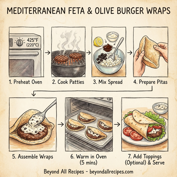 Mediterranean Feta & Olive Burger Wraps instructions