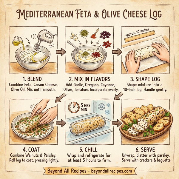 Mediterranean Feta & Olive Cheese Log instructions