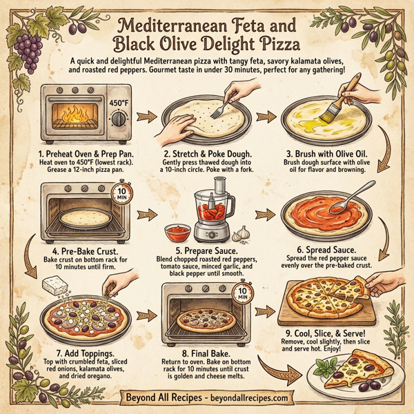 Mediterranean Feta and Black Olive Delight Pizza instructions