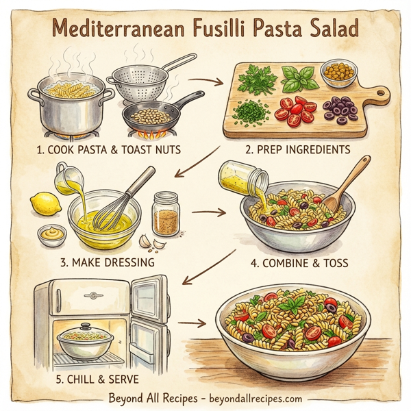 Mediterranean Fusilli Pasta Salad instructions