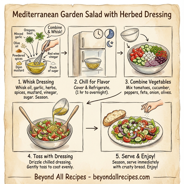 Mediterranean Garden Salad with Herbed Dressing instructions