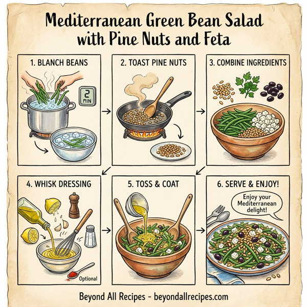 Mediterranean Green Bean Salad with Pine Nuts and Feta instructions