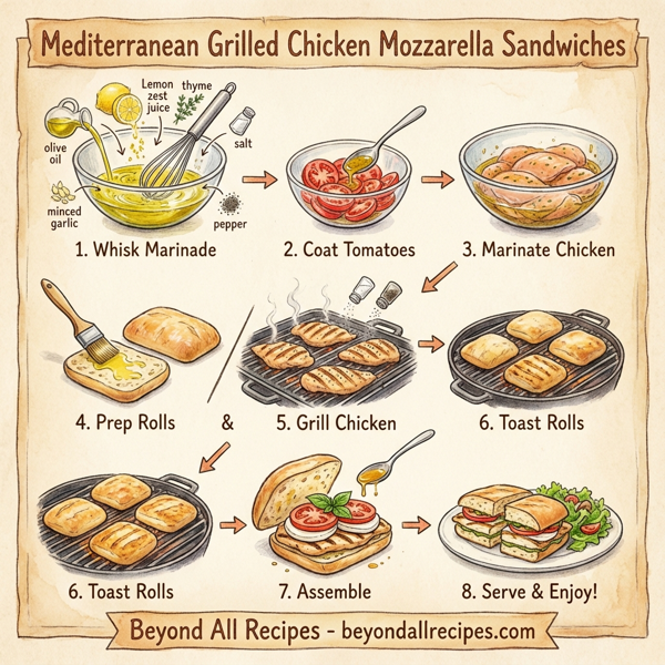 Mediterranean Grilled Chicken Mozzarella Sandwiches instructions