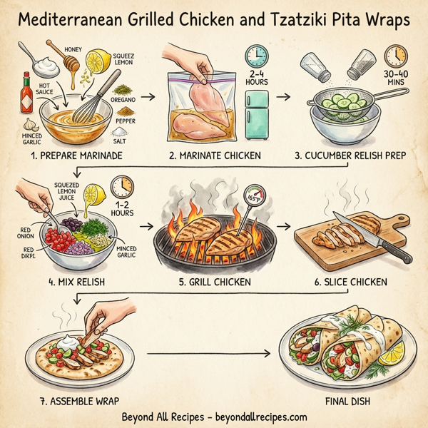 Mediterranean Grilled Chicken and Tzatziki Pita Wraps instructions