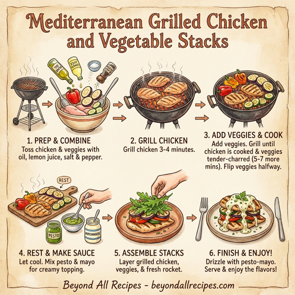 Mediterranean Grilled Chicken and Vegetable Stacks instructions