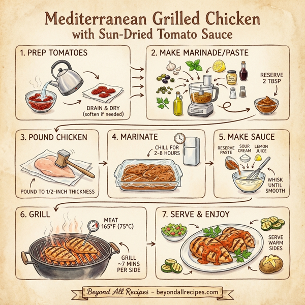 Mediterranean Grilled Chicken with Sun-Dried Tomato Sauce instructions