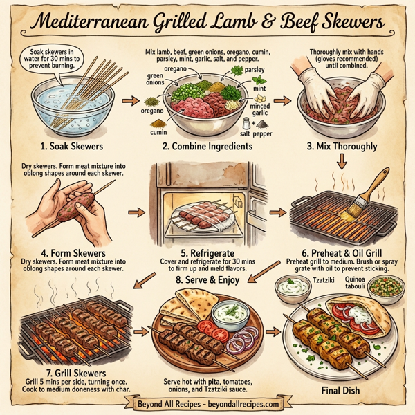 Mediterranean Grilled Lamb and Beef Skewers instructions