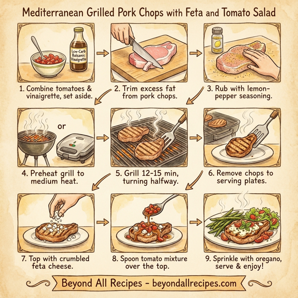 Mediterranean Grilled Pork Chops with Feta and Tomato Salad instructions