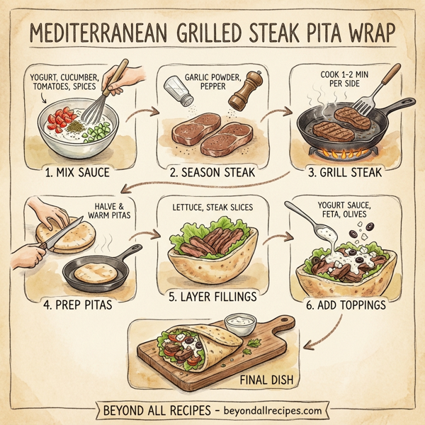 Mediterranean Grilled Steak Pita Wrap instructions