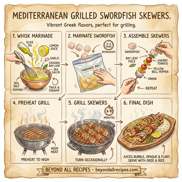 Mediterranean Grilled Swordfish Skewers instructions