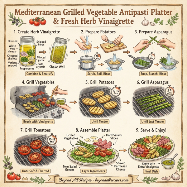 Mediterranean Grilled Vegetable Antipasti Platter with Fresh Herb Vinaigrette instructions