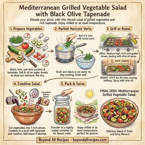 Mediterranean Grilled Vegetable Salad with Black Olive Tapenade instructions