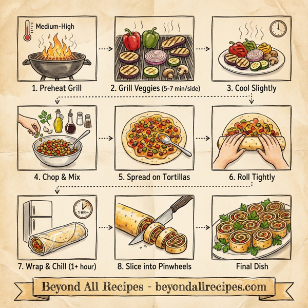 Mediterranean Grilled Vegetable Tortilla Roll-Ups instructions
