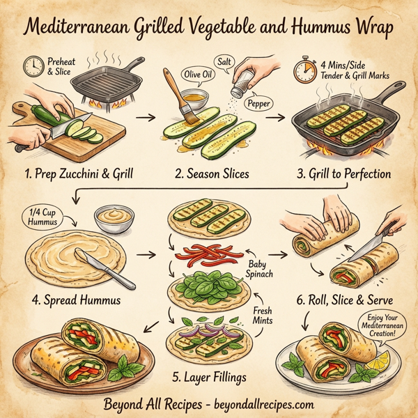 Mediterranean Grilled Vegetable and Hummus Wrap instructions