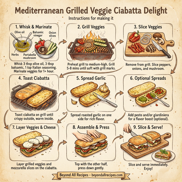 Mediterranean Grilled Veggie Ciabatta Delight instructions