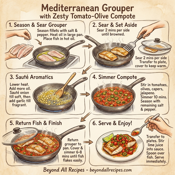 Mediterranean Grouper with Zesty Tomato-Olive Compote instructions