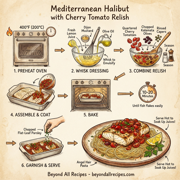 Mediterranean Halibut with Cherry Tomato Relish instructions