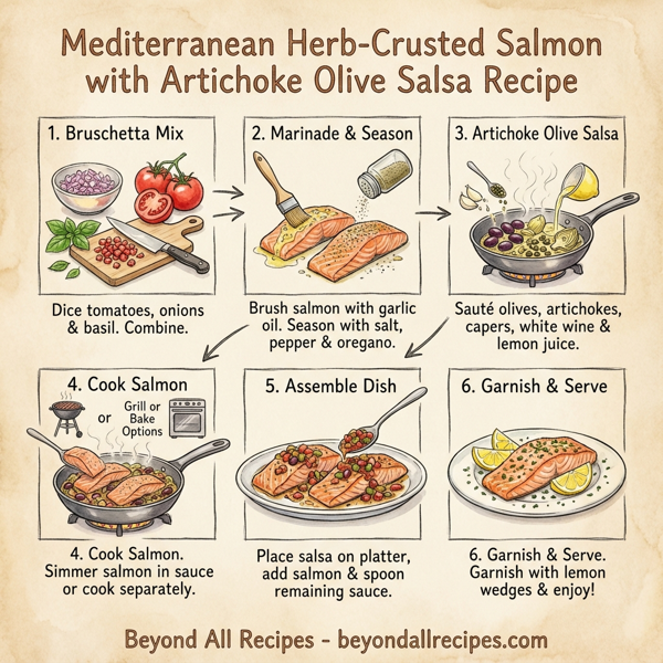 Mediterranean Herb-Crusted Salmon with Artichoke Olive Salsa instructions