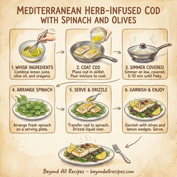 Mediterranean Herb-Infused Cod with Spinach and Olives instructions