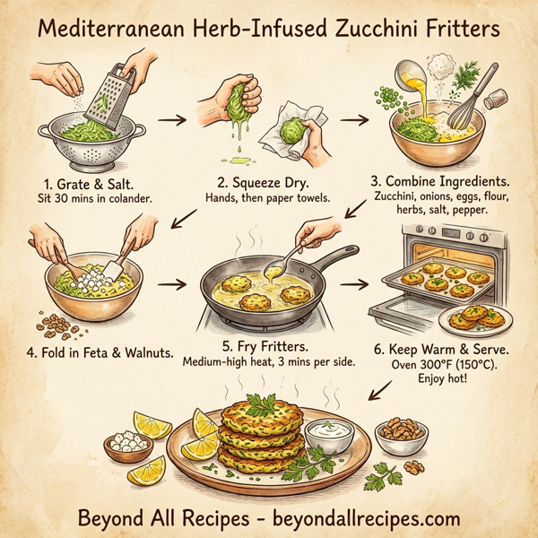Mediterranean Herb-Infused Zucchini Fritters instructions