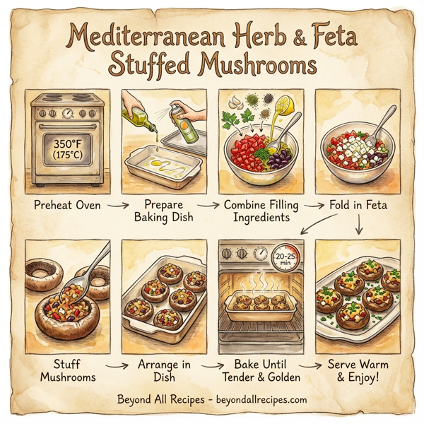 Mediterranean Herb and Feta Stuffed Mushrooms instructions