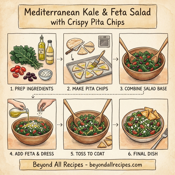 Mediterranean Kale & Feta Salad with Crispy Pita Chips instructions