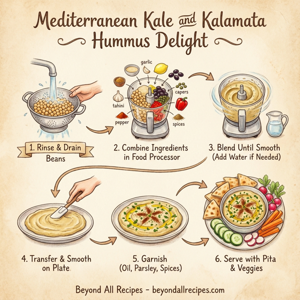 Mediterranean Kale and Kalamata Hummus Delight instructions