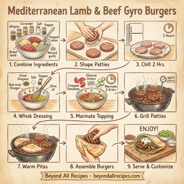 Mediterranean Lamb & Beef Gyro Burgers instructions