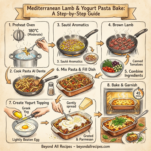 Mediterranean Lamb & Yogurt Pasta Bake instructions