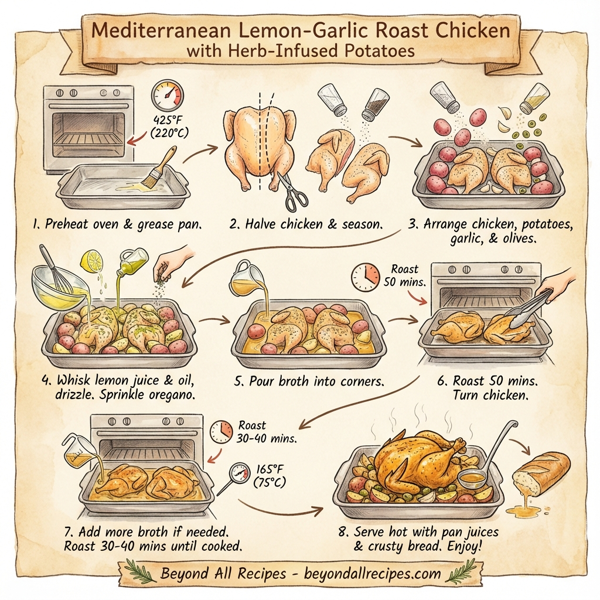 Mediterranean Lemon-Garlic Roast Chicken with Herb-Infused Potatoes instructions