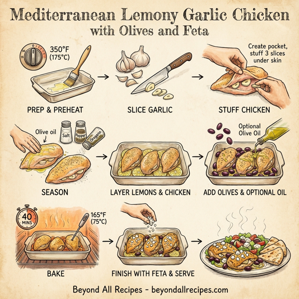 Mediterranean Lemony Garlic Chicken with Olives and Feta instructions