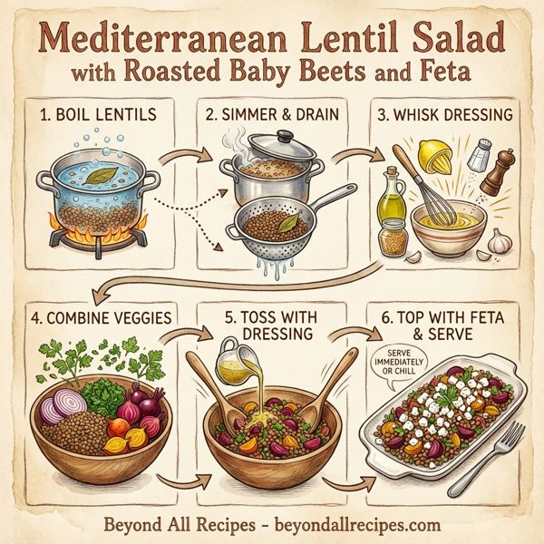 Mediterranean Lentil Salad with Roasted Baby Beets and Feta instructions