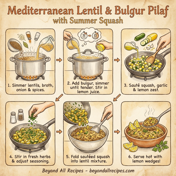 Mediterranean Lentil and Bulgur Pilaf with Summer Squash instructions