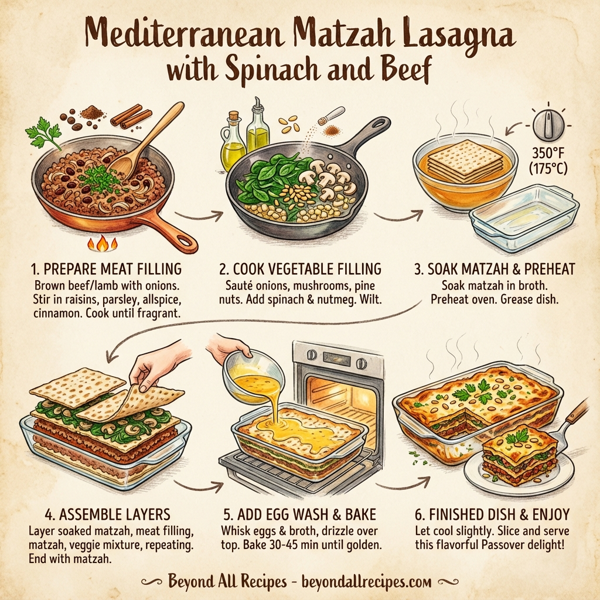 Mediterranean Matzah Lasagna with Spinach and Beef instructions