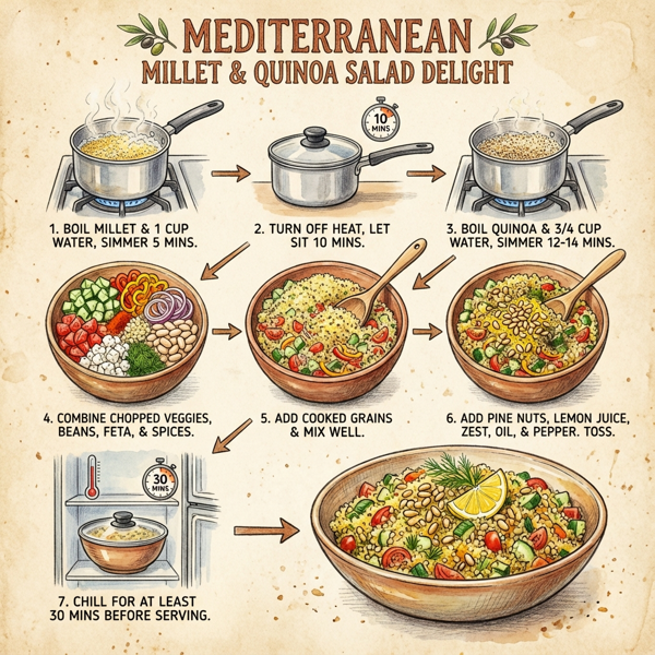 Mediterranean Millet & Quinoa Salad Delight instructions
