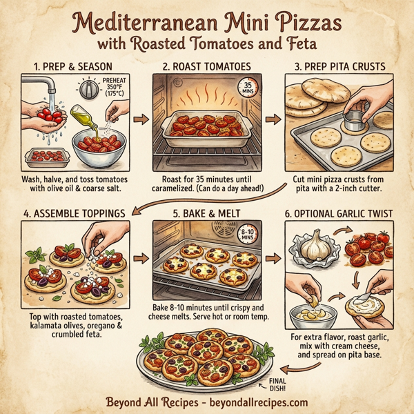 Mediterranean Mini Pizzas with Roasted Tomatoes and Feta instructions