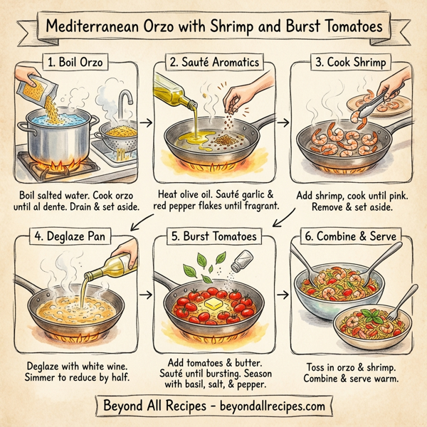 Mediterranean Orzo with Shrimp and Burst Tomatoes instructions