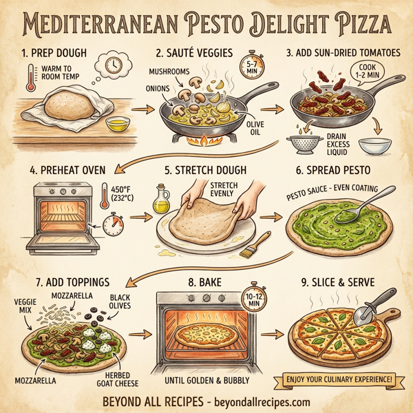 Mediterranean Pesto Delight Pizza instructions