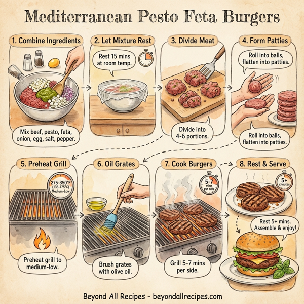 Mediterranean Pesto Feta Burgers instructions