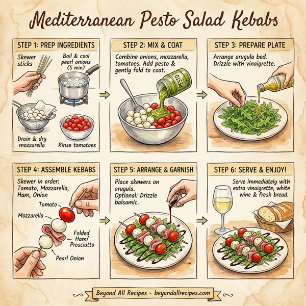 Mediterranean Pesto Salad Kebabs instructions