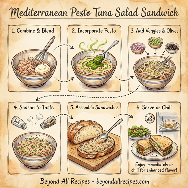 Mediterranean Pesto Tuna Salad Sandwich instructions